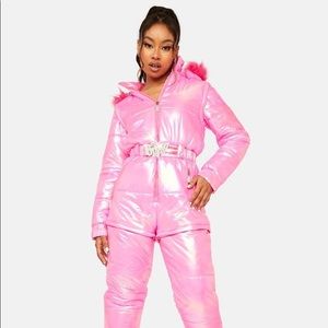 Dolls Kill x Bratz Snowbound Babe Metallic Snowsuit pink
